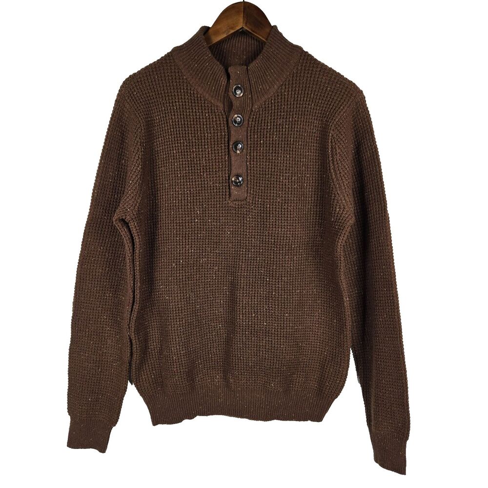 Alesbury Men's Size Small Brown Speckled 1/4 Button‎ Up Sweater NWOT